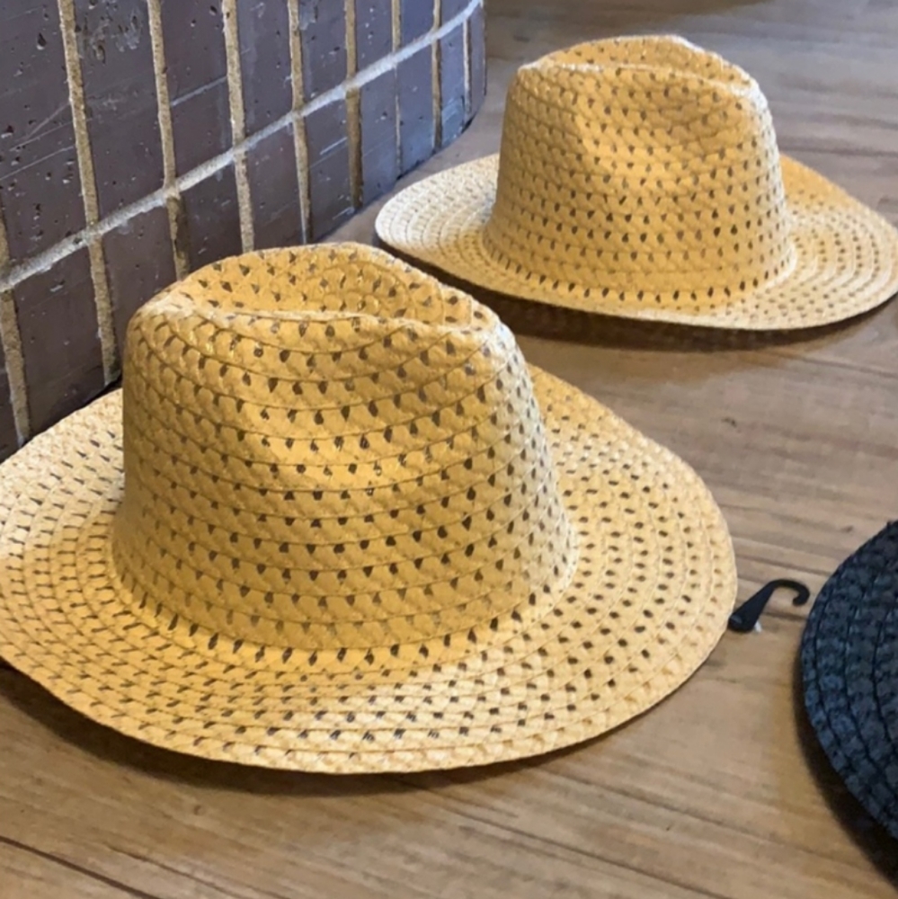 Tan woven cowboy straw hat